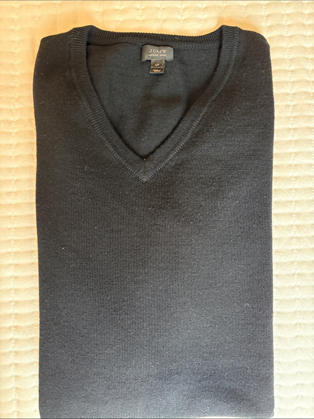 J. Crew Men's Black V-Neck Merino Wool Sweater